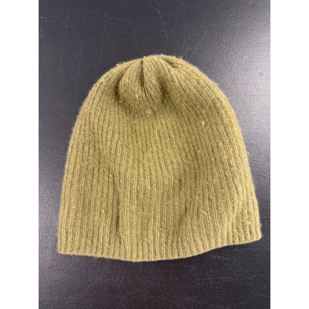 UGG Australia Ribbed Knit Beanie Hat Olive Green Logo Patch Winter Cap